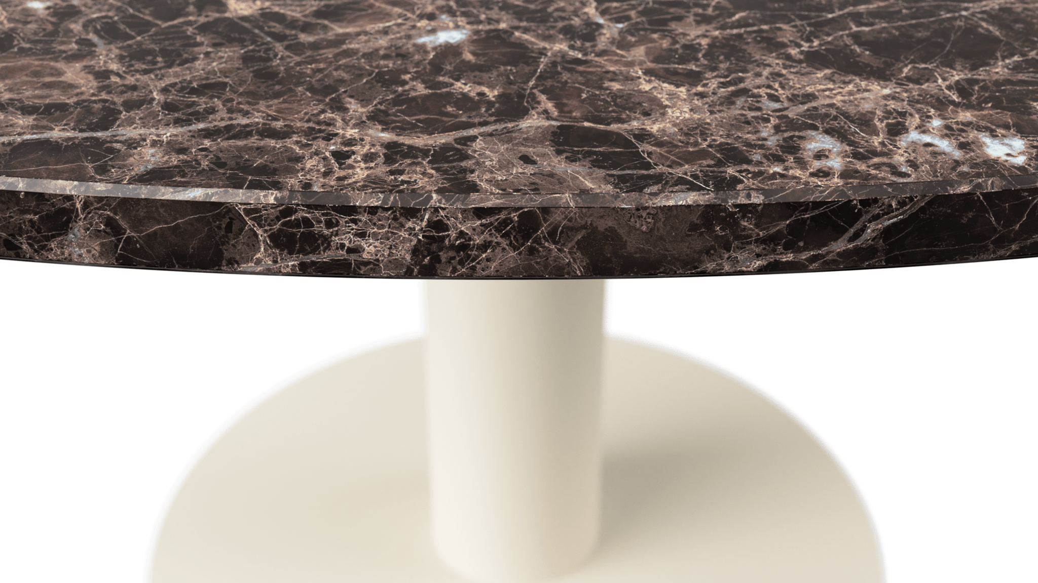 FLOW round dining table - Dark Emperador brown marble (Beige cylinder)