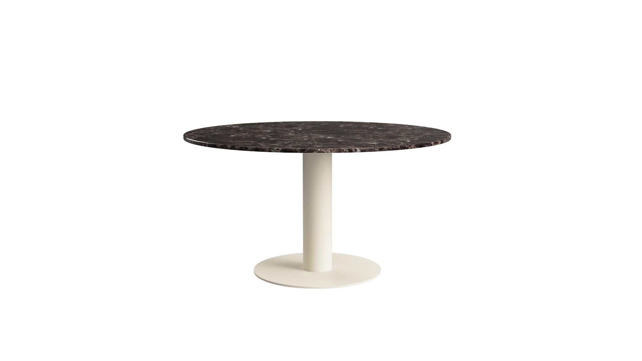 FLOW round dining table - Dark Emperador brown marble (Beige cylinder)