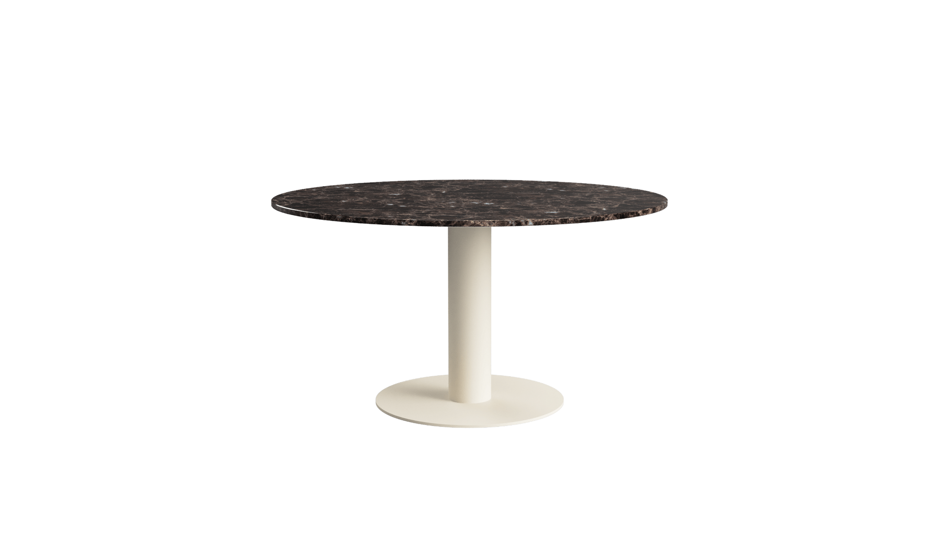 FLOW round dining table - Dark Emperador brown marble (Beige cylinder)