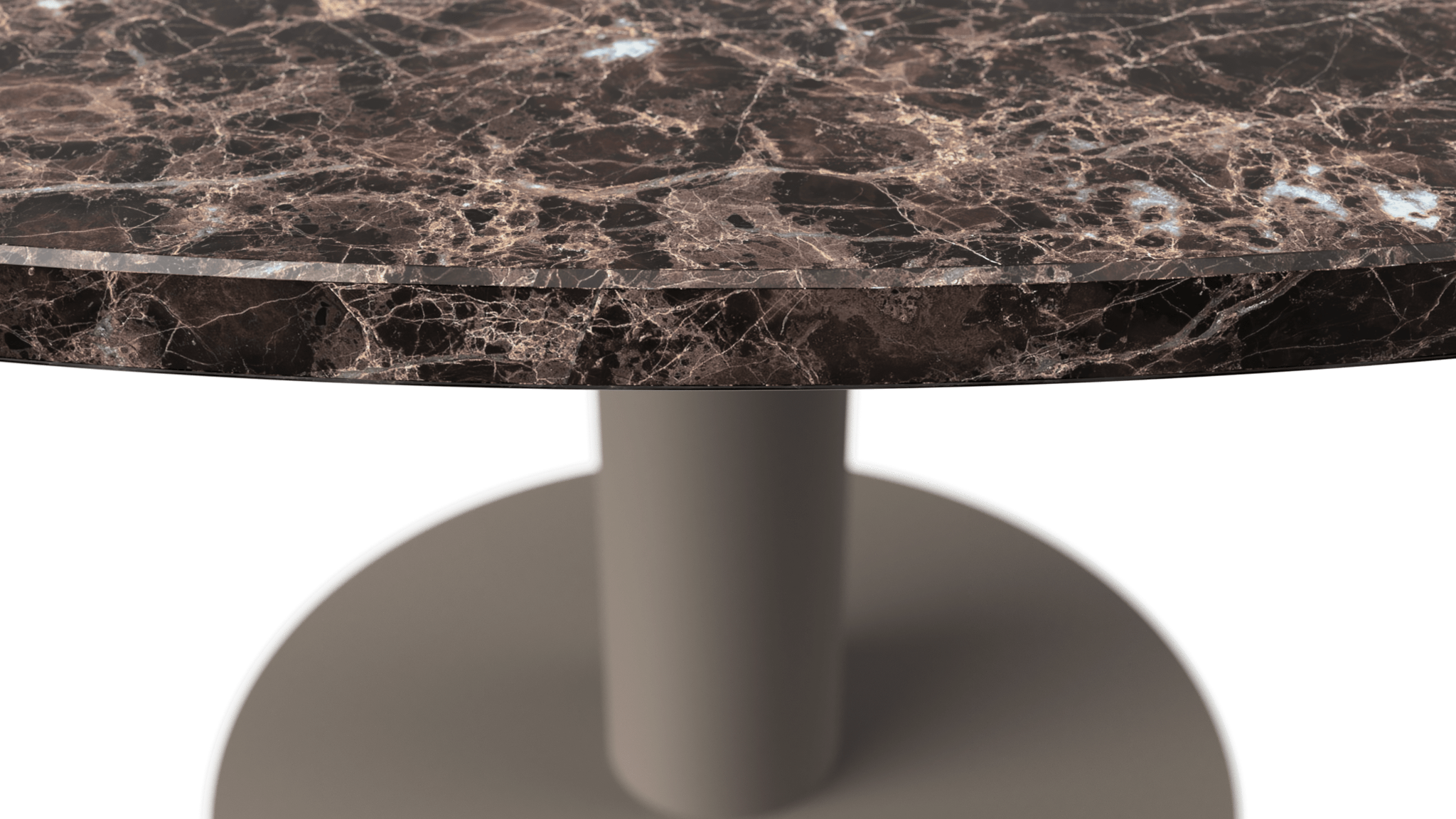 FLOW round dining table - Dark Emperador brown marble (Taupe cylinder)