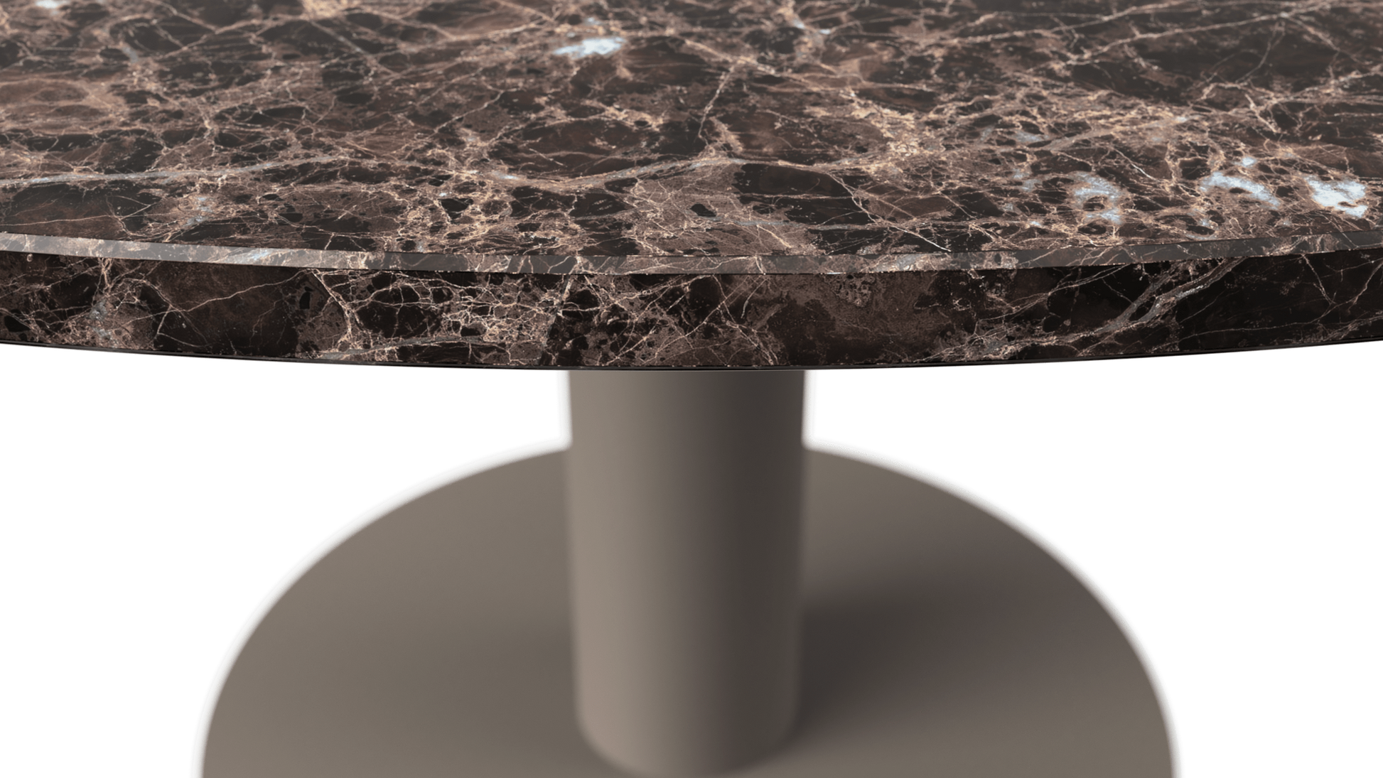 FLOW round dining table - Dark Emperador brown marble (Taupe cylinder)