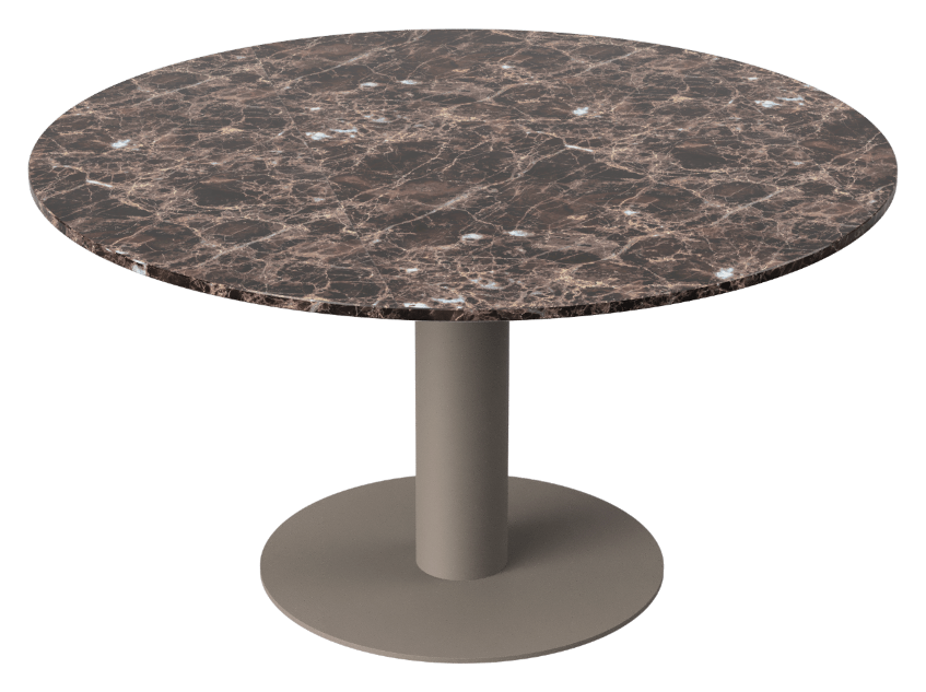 FLOW round dining table - Dark Emperador brown marble (Taupe cylinder)