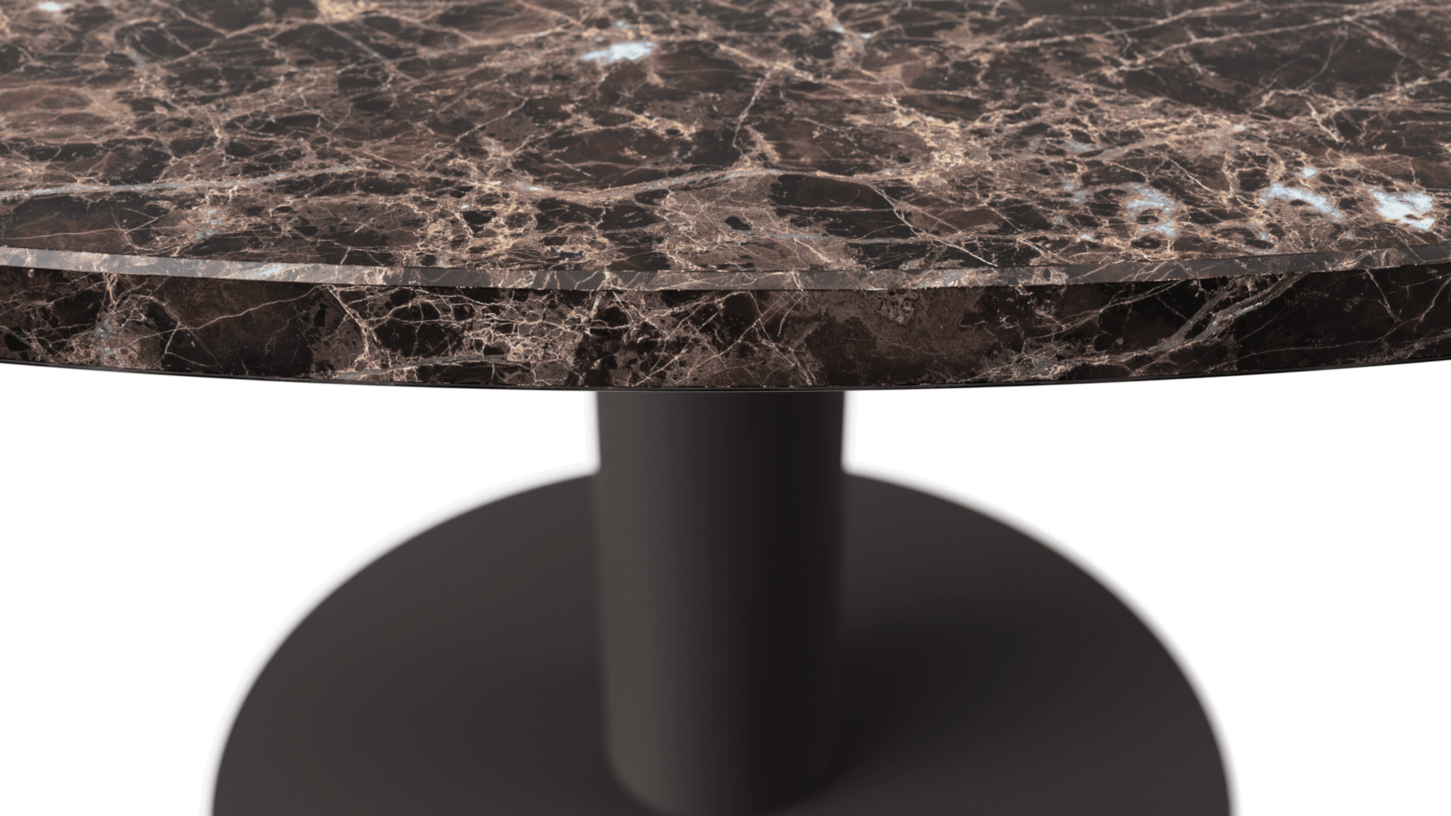 FLOW round dining table - Dark Emperador brown marble (Grey-brown cylinder)