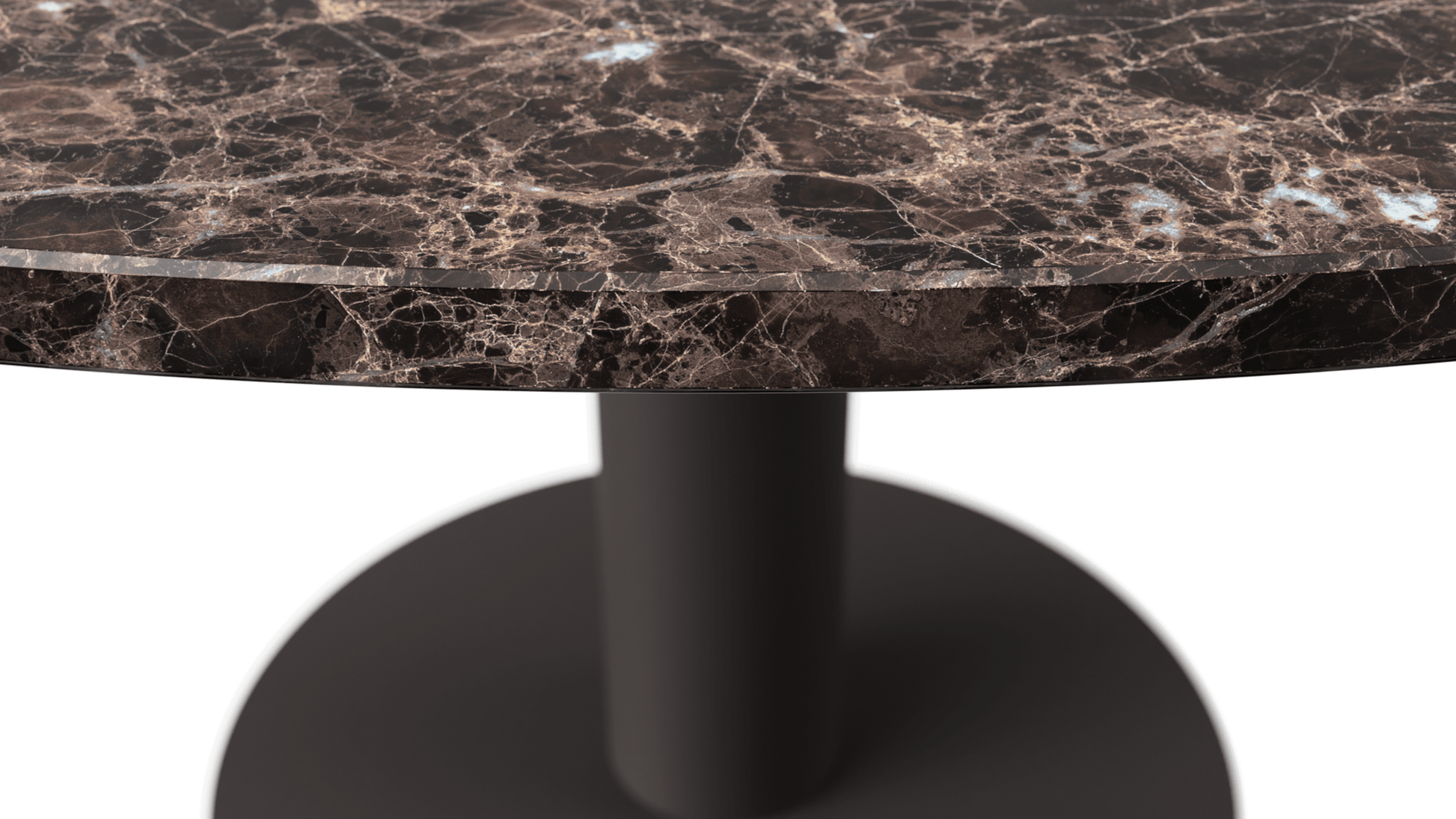 FLOW round dining table - Dark Emperador brown marble (Grey-brown cylinder)