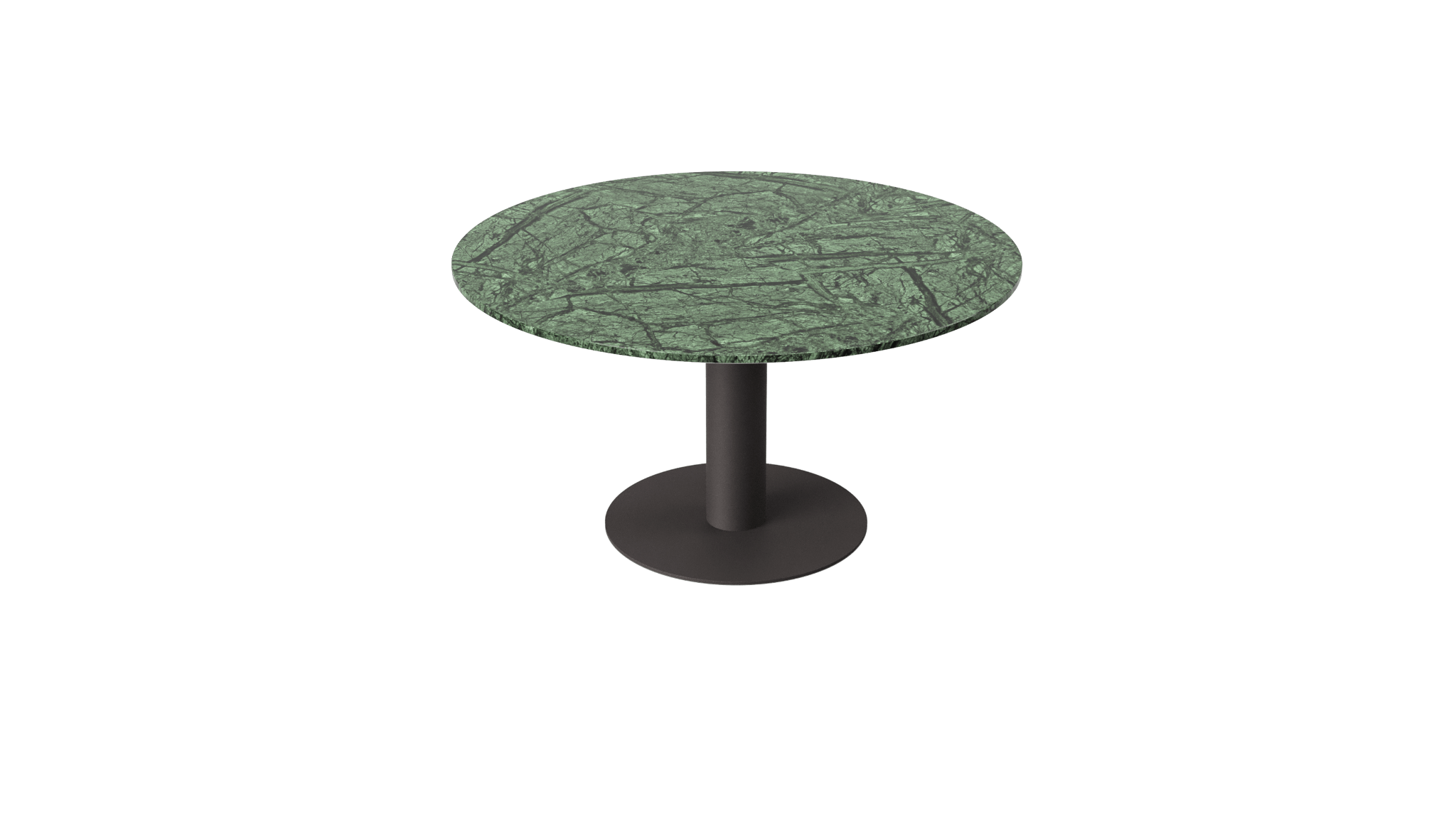 FLOW round dining table - India Green marble (Grey-brown cylinder)