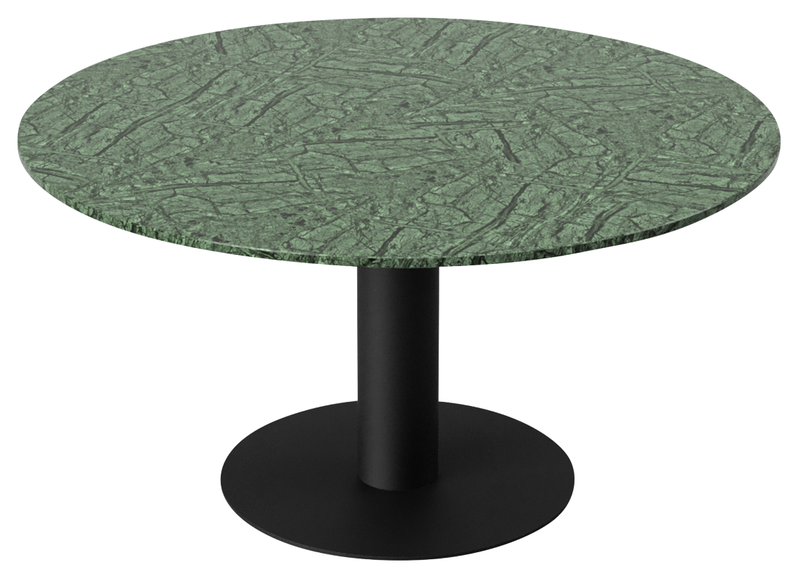 KIYO round dining table - India Green marble (black center-leg)