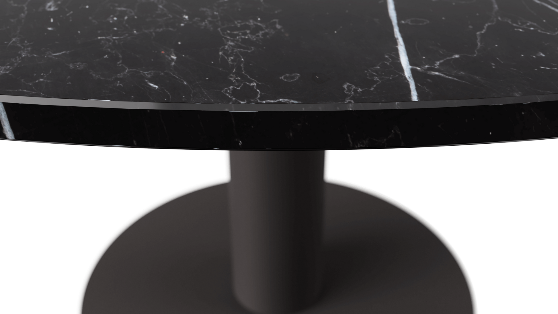 KIYO round dining table – Nero Marquina black marble (grey-brown center-leg)