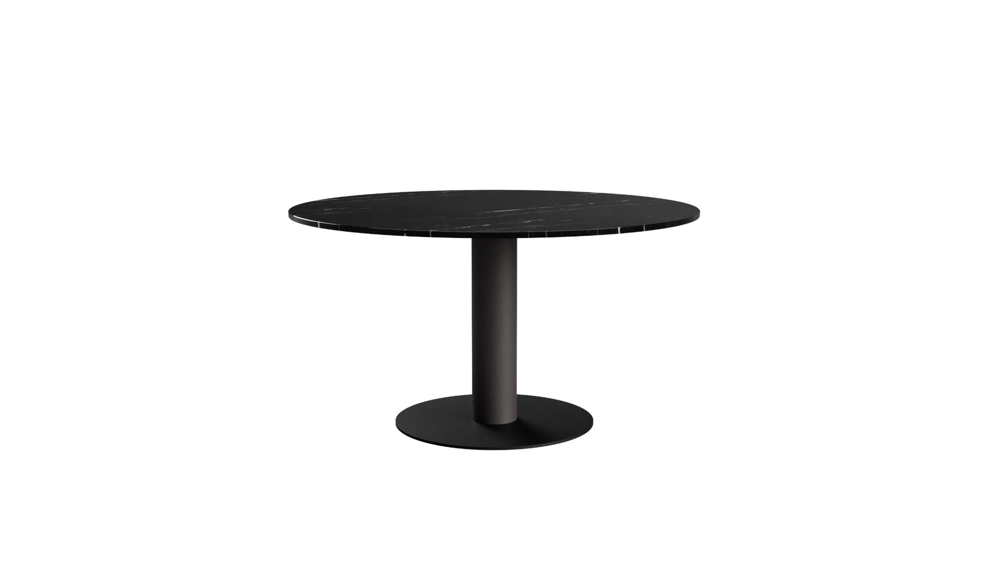KIYO round dining table – Nero Marquina black marble (grey-brown center-leg)