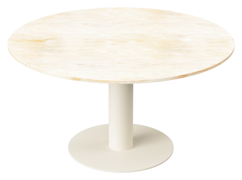 KIYO round dining table - Travertine (beige center-leg)