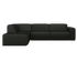 Aime Té NOLLIE Monza 88 black corner sofa left side with plush cushions and sleek modern design in a living room setting.