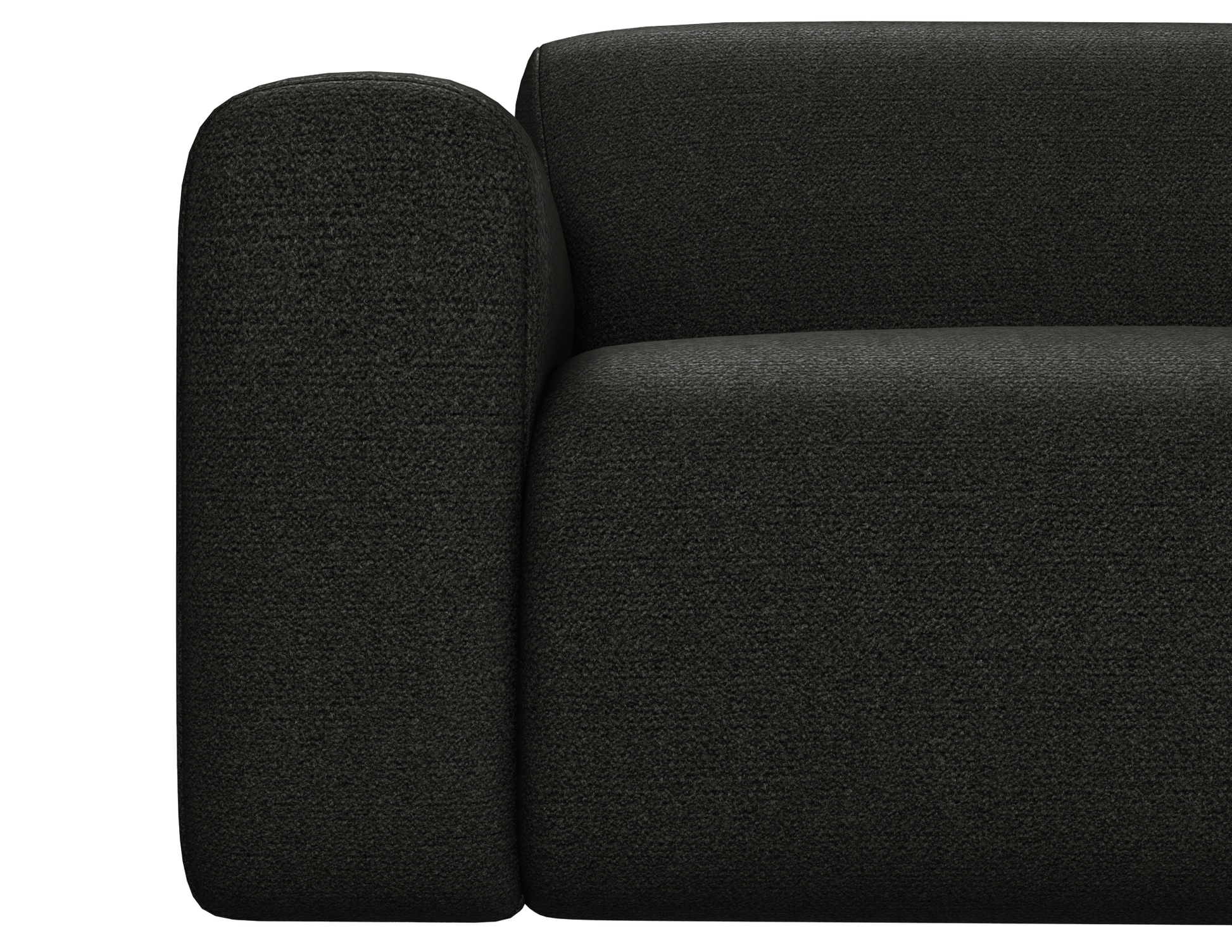 Aime Té NOLLIE Monza 88 black corner sofa with left chaise, two-seater design, modern upholstery, and sleek black finish.