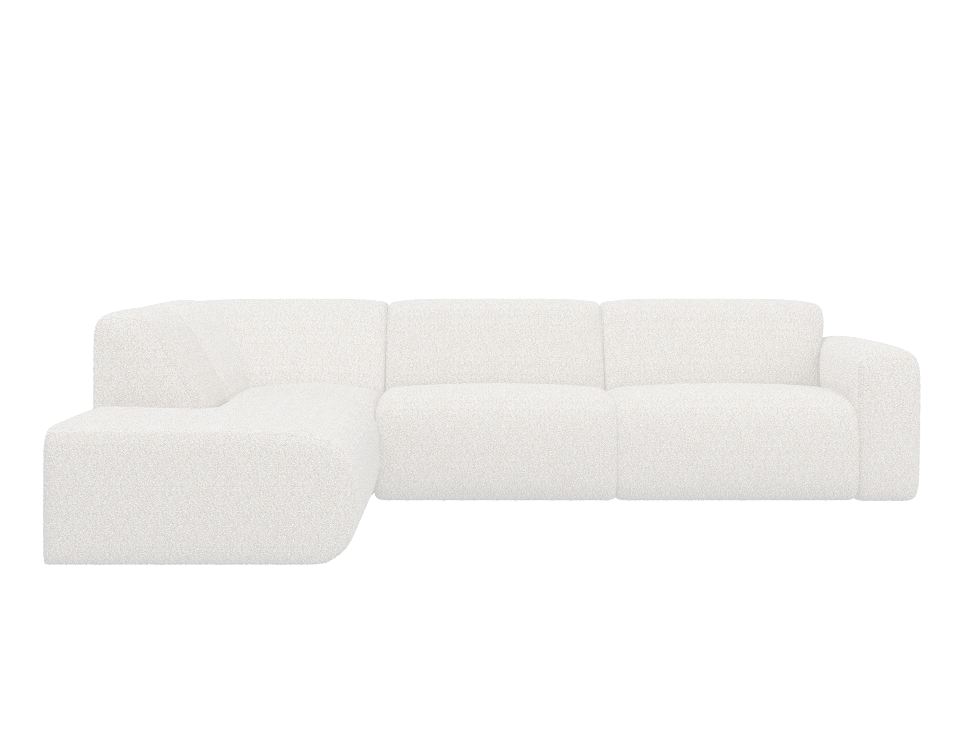 Aloe Té NOLLIE Teddy 98 Ivory corner sofa left showing plush cream fabric and left-side seating in a modern living room setting.