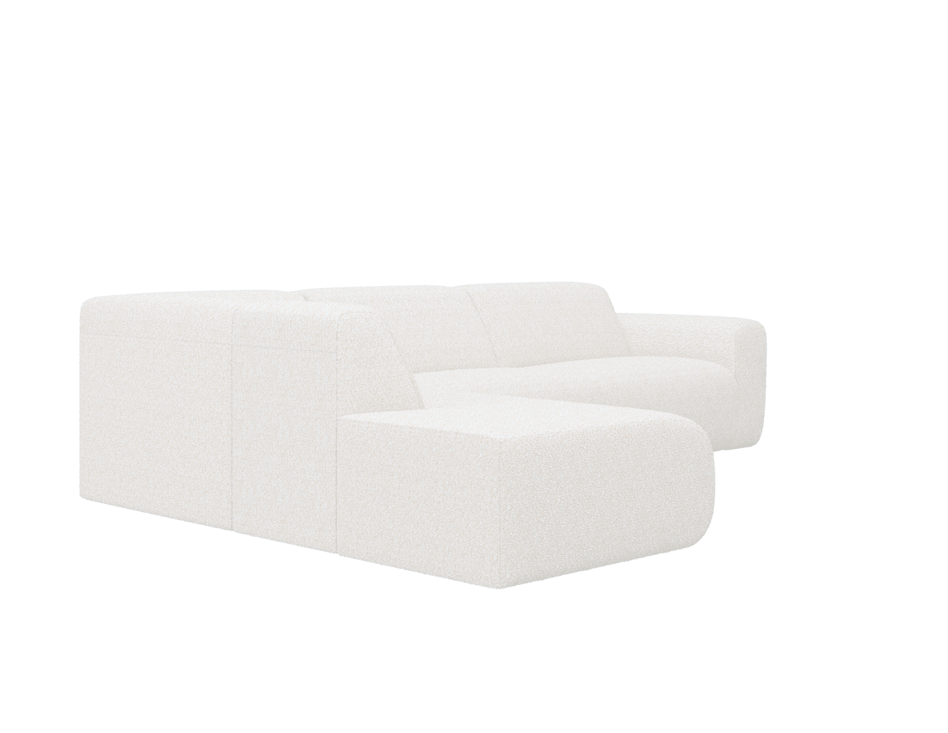 Aide Té NOLLIE Teddy 98 Ivory corner sofa with left chaise, plush fabric and comfortable seating in a modern living room setting.