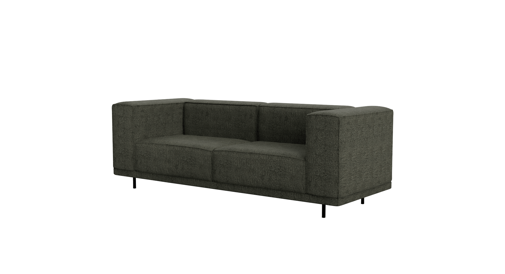 Aime Té VICO 2-seater sofa in Capucine Forest green fabric, featuring plush cushions and modern design.