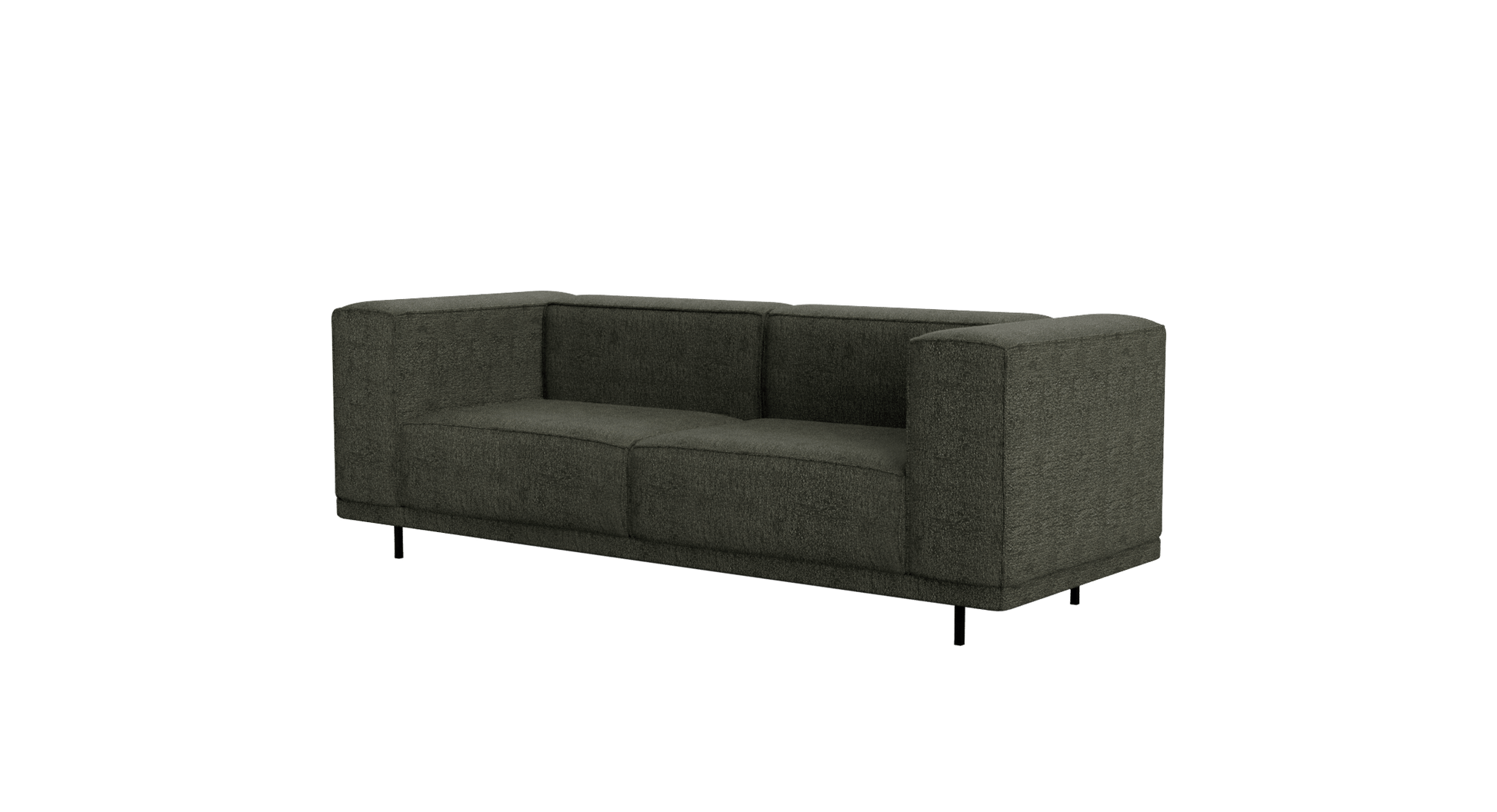 Aime Té VICO 2-seater sofa in Capucine Forest green fabric, featuring plush cushions and modern design.