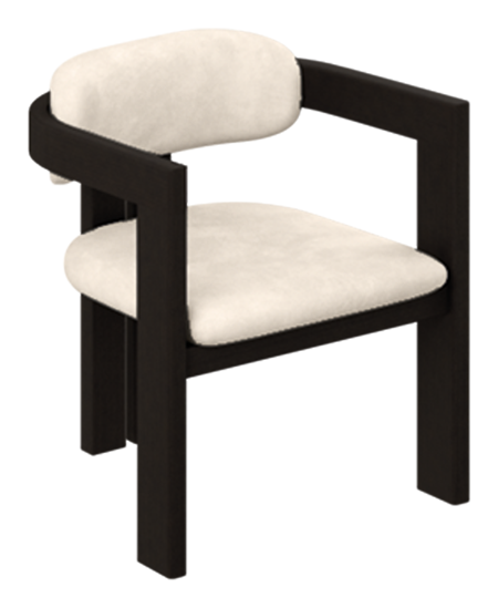 Aime Té Tribute black dining chair with upholstered off-white seat, modern design and sleek black frame.