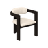 Aime Té Tribute dining chair with an upholstered off-white seat and black frame, showcasing modern and stylish design.