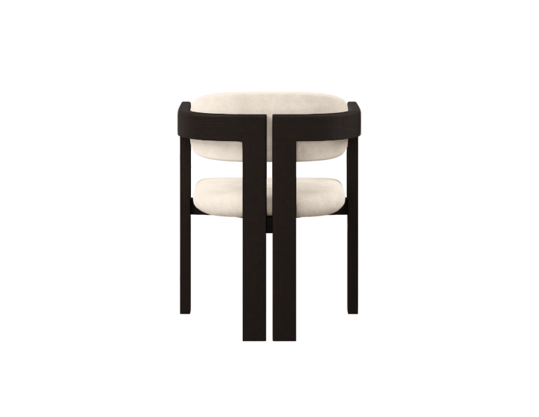 Aime Té Tribute black dining chair with upholstered off-white seat, stylish and modern seating for dining rooms.