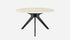 Around Crema Marfil beige marble dining table with arch-shaped frame by Aime Té, glossy finish, round shape, elegant design