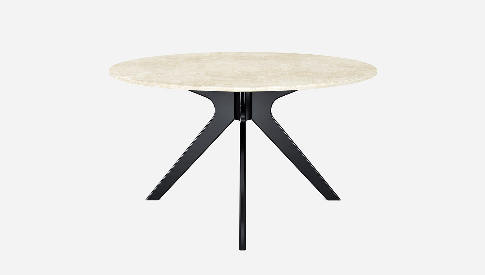 Around Crema Marfil beige marble dining table with arch-shaped frame by Aime Té, glossy finish, round shape, elegant design