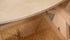 Glossy round marble dining table by Aime Té with Crema Marfil beige marble top and arch-style base