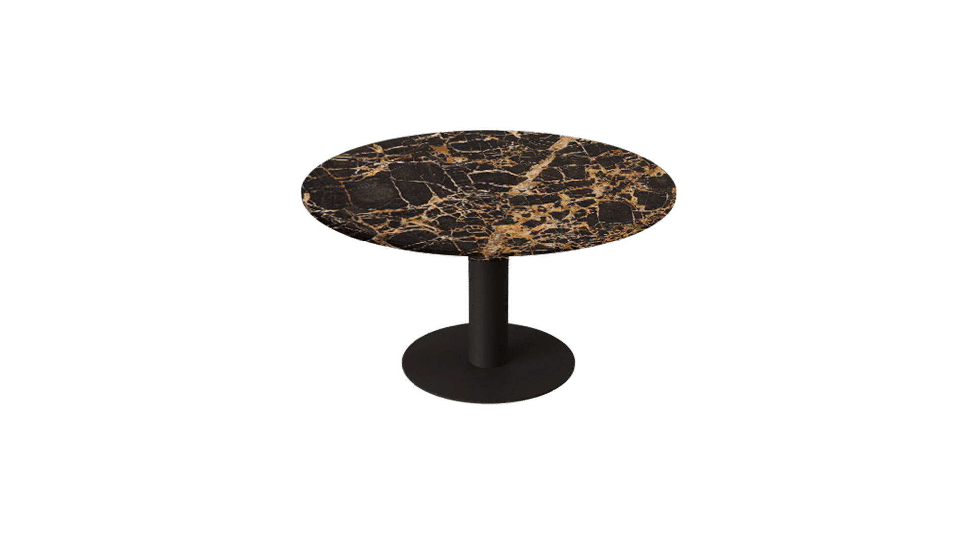 KIYO round dining table - Portoro marble (black center-leg)