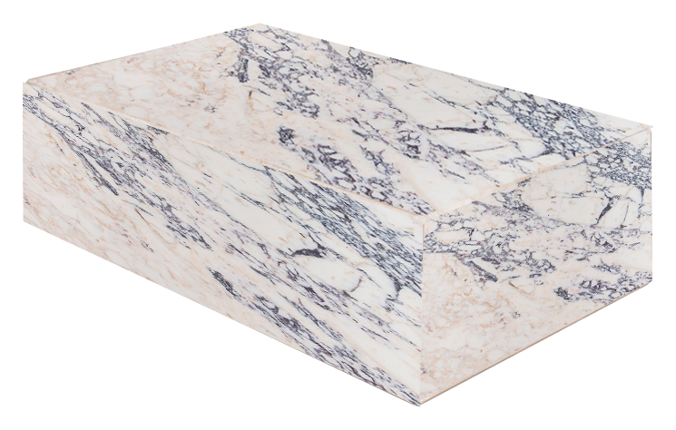 Glossy marble block coffee table in Amarante color, measuring 100x60x27 cm, by My Store, with smooth, polished surface.