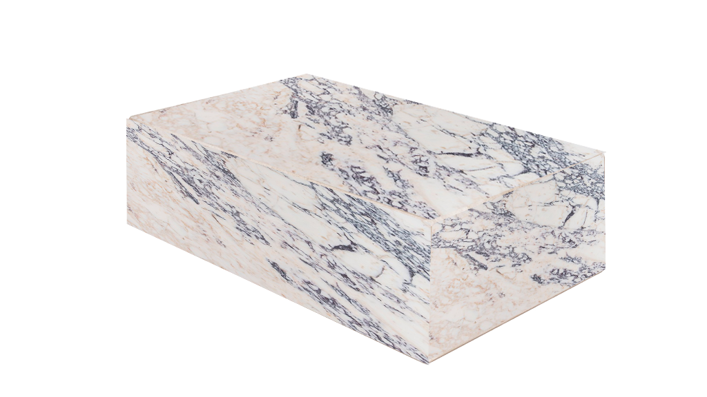Glossy marble block coffee table in Amarante finish, rectangular with dimensions 100x60x27 cm, by My Store.