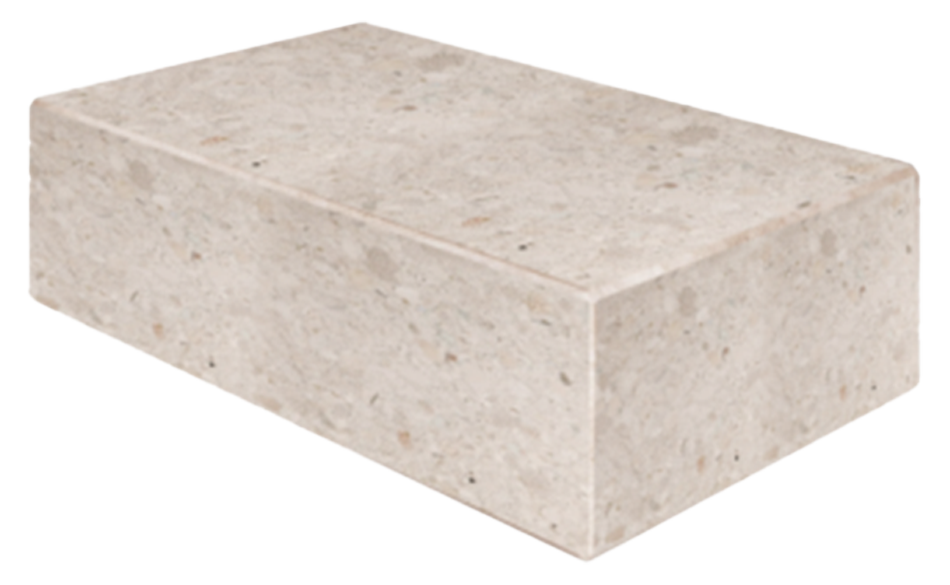 Glossy Crema Altea marble block coffee table, 100x60x27 cm, modern design with smooth surface and sturdy base.