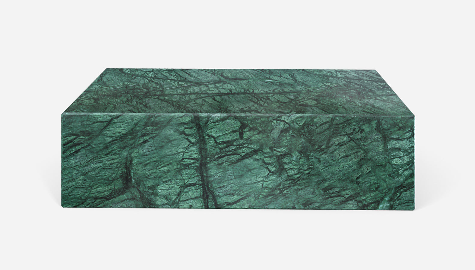 India Green marble block coffee table with glossy finish, rectangular shape, 100x60x27 cm, modern design from My Store.