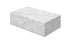 White marble block coffee table with matte finish, made from Bianco Carrara marble, rectangular shape, modern design.
