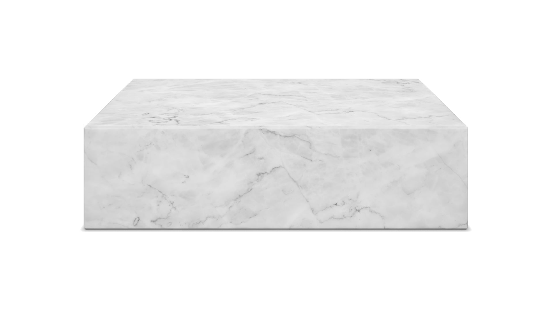 Marble block coffee table in Bianco Carrara white with matte finish, rectangular shape, 100x60x27 cm, by My Store.