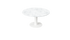 KIYO round dining table by My Store with Bianco Carrara white marble top and white center-leg, elegant modern design.