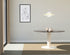 KIYO round dining table with Dark Emperador brown marble top and beige center-leg, modern design for dining spaces.
