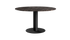 Round KIYO dining table with Dark Emperador brown marble top and black center-leg, modern design for stylish dining spaces.