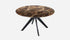 Round marble dining table with dark Emperador brown marble top and arch-style metal frame by My Store.