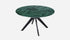 Round India Green marble dining table with arch metal frame from My Store, showcasing a sleek, modern design for dining spaces.