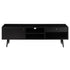 Black oak KINO TV cabinet by My Store, with open shelves and storage compartments for modern living room organization.