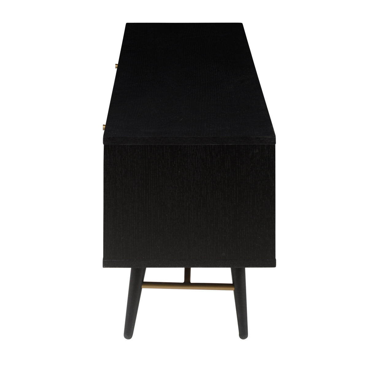 Black oak KINO TV cabinet by My Store, measuring 117x40x50 cm, with sleek storage compartments and modern design.