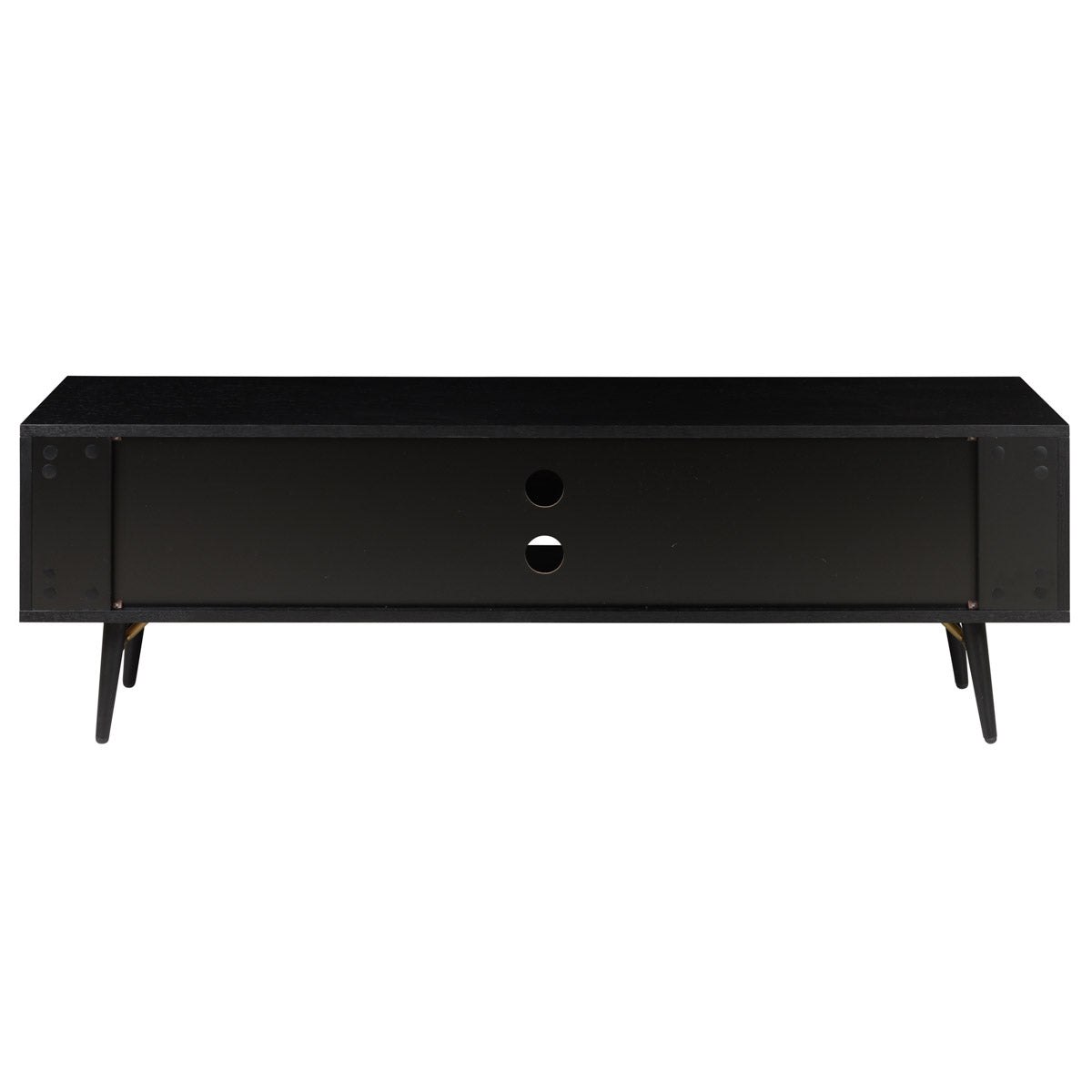 Black oak KINO TV cabinet by My Store, 117x40x50 cm, featuring sleek storage compartments and modern design.