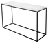 Glossy Bianco Carrara marble console table with sleek white surface and modern design, ideal for entryways and living rooms.