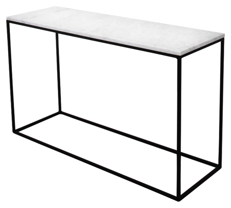 Glossy Bianco Carrara marble console table with sleek white surface and modern design, ideal for entryways and living rooms.