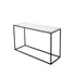 Bianco Carrara white marble console table with glossy finish, featuring sleek modern design and sturdy rectangular base.