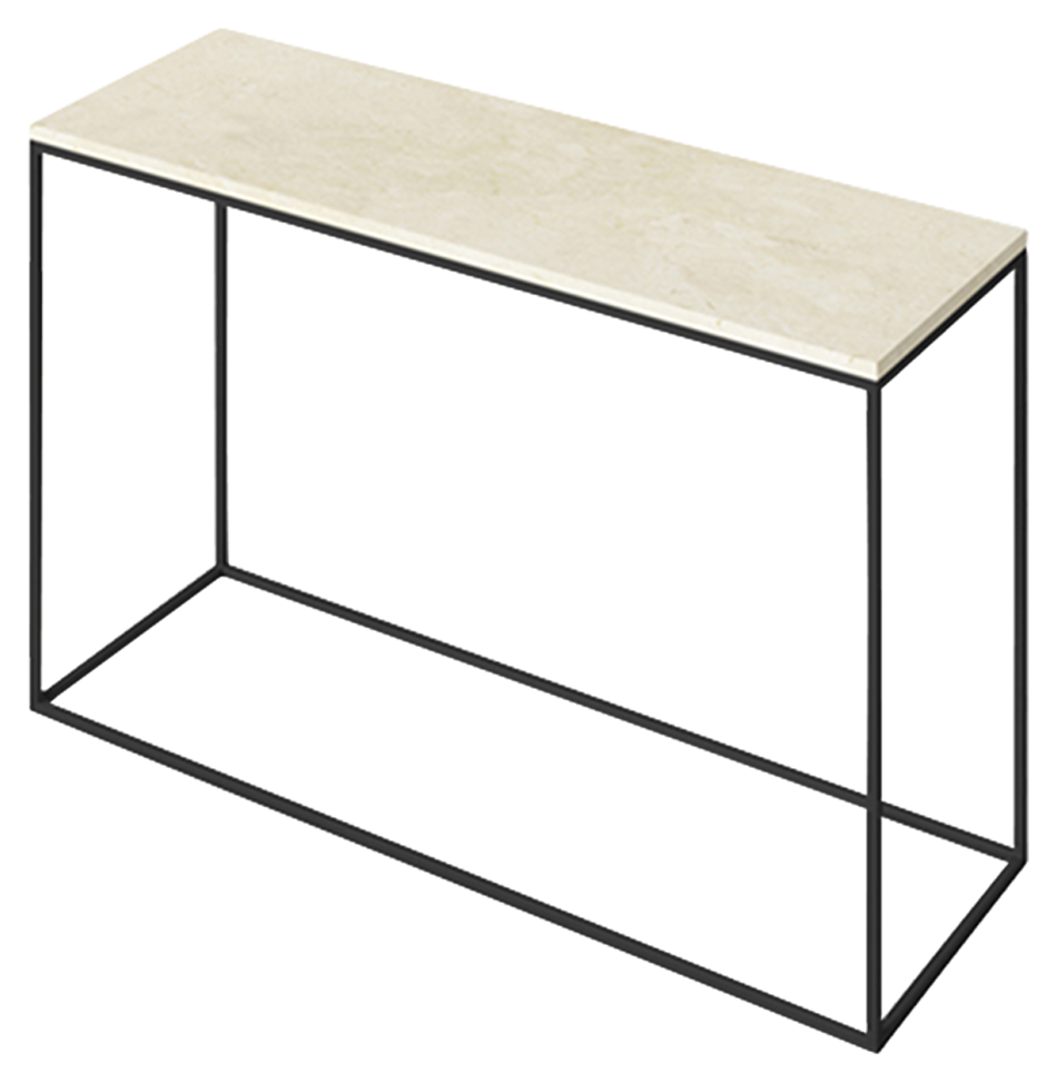 Beige Crema Marfil marble console table with glossy finish, 120x40 cm, showcasing elegant natural stone surface.