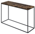 Dark Emperador brown marble console table with glossy finish, featuring a sleek, modern design for elegant entryway decor.