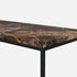 Dark Emperador brown marble console table with glossy finish, modern design, sleek surface, and sturdy base.