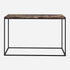 Dark Emperador brown marble console table with glossy finish, sleek design, and sturdy construction for modern living spaces.