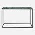 Glossy India Green marble console table with sleek design, ideal for entryways or living rooms.