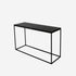 Glossy Nero Marquina black marble console table with sleek design, perfect for modern living spaces.