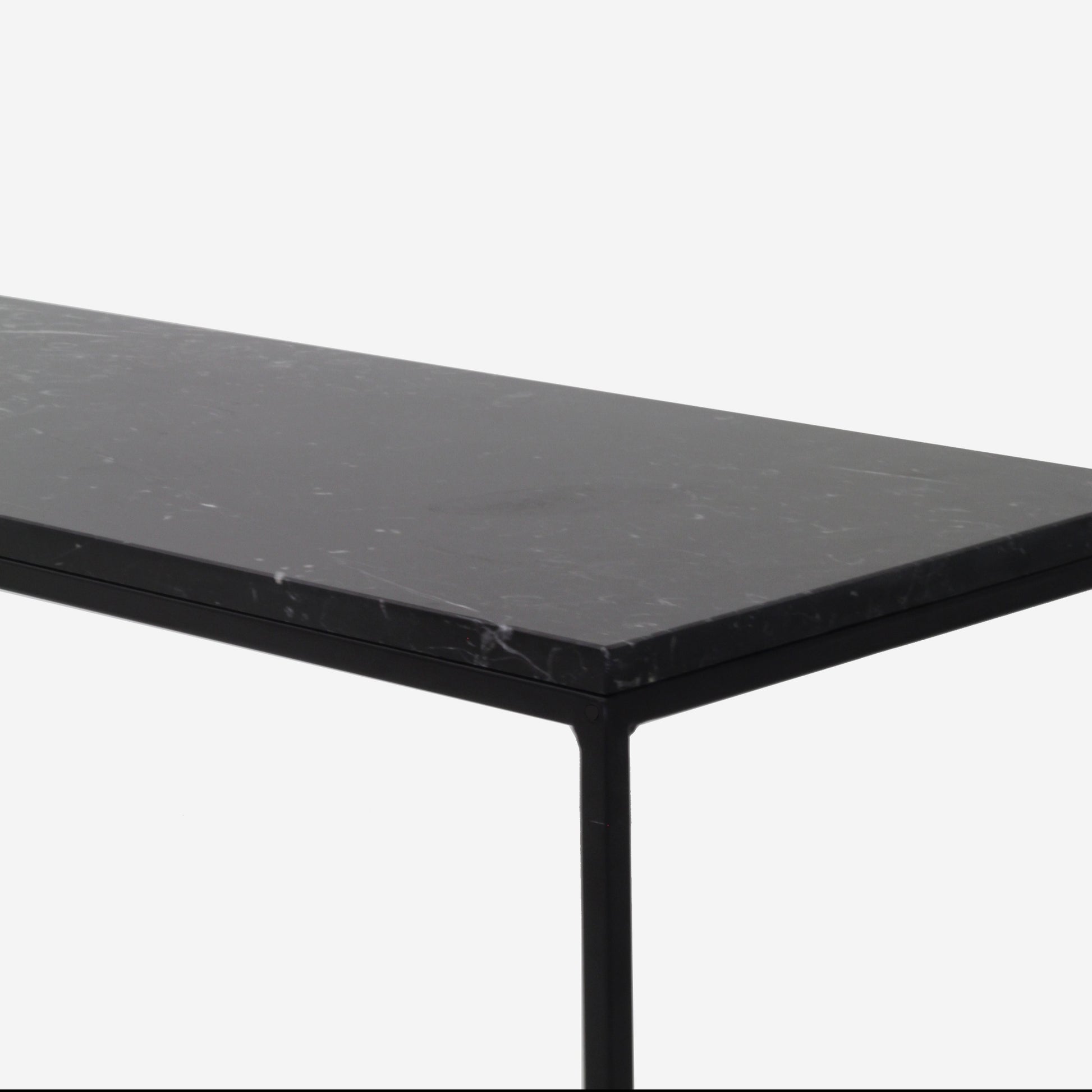 Glossy Nero Marquina marble console table with sleek black surface and modern design, perfect for stylish home entryways.